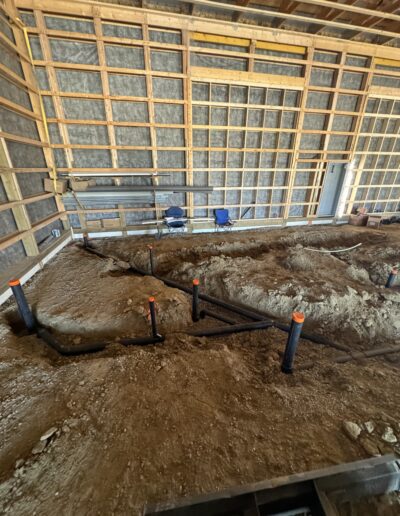 Plumbing run throughout basement